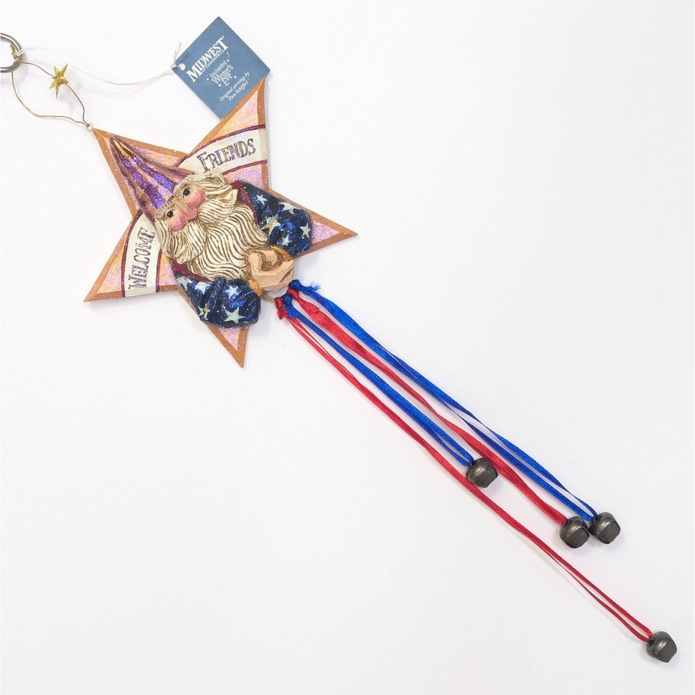 Pam Schifferl Enchanted Winter's Eve Santa Star Ornament Hanging Decor Bells
